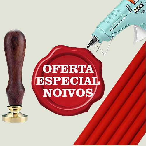 Sinete para lacre com barras vermelhas e pistola aplicadora
