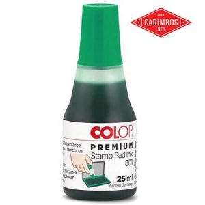 Frasco de tinta verde Colop 801 para almofadas de carimbos