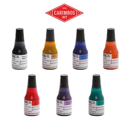 Frascos de tinta COLOP para carimbos pré-tintados em várias cores