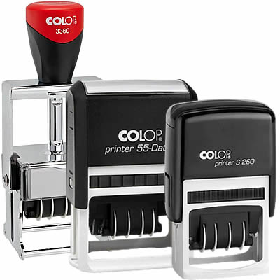 Carimbos datadores automáticos COLOP modelos S260, 55-Dater e 3360
